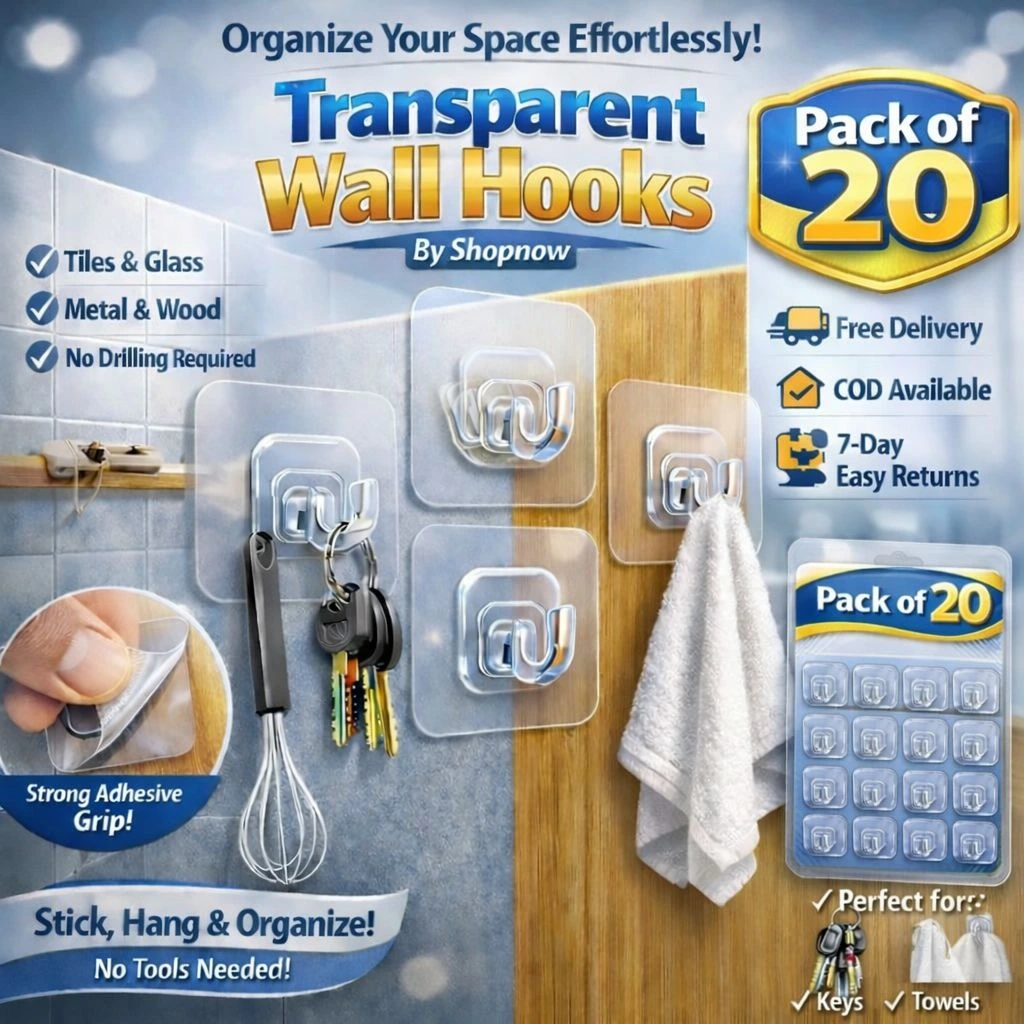 Transparent Self-Adhesive Wall Hooks