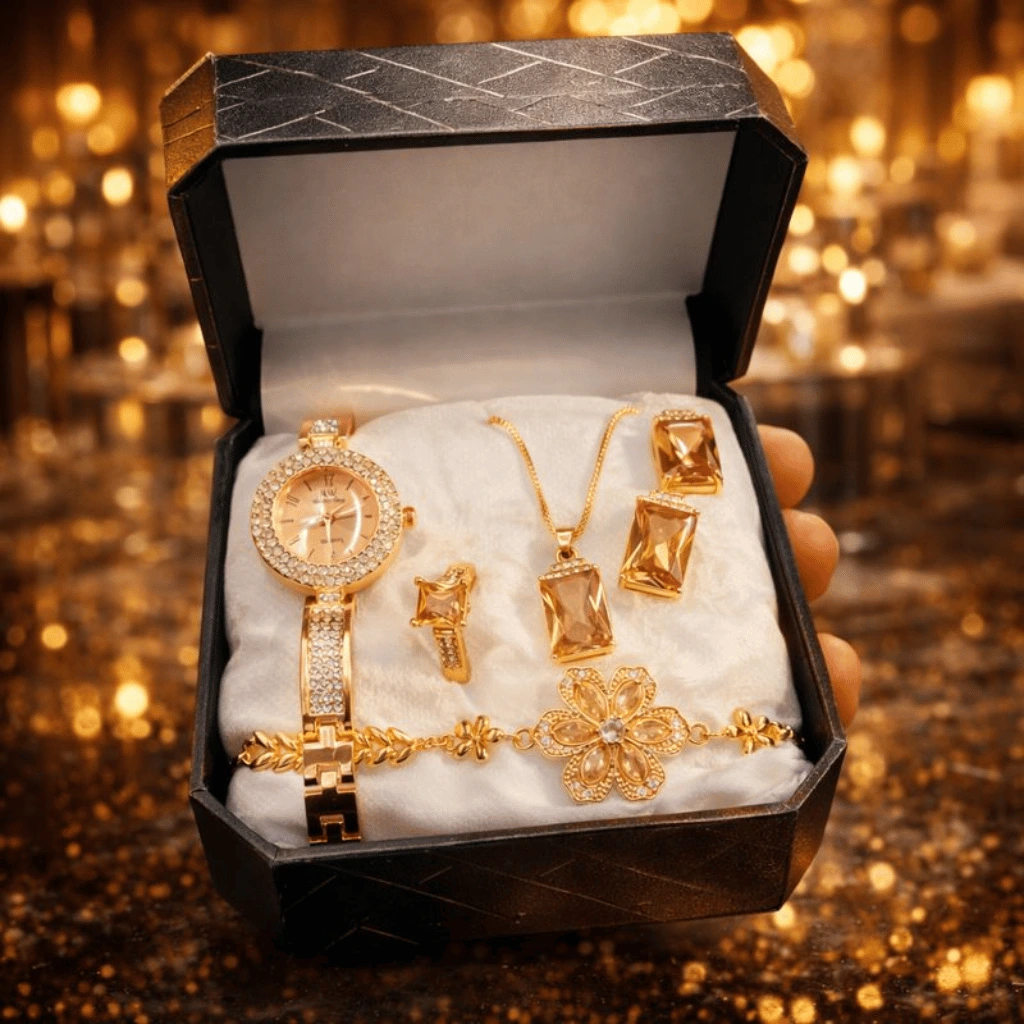 Women Jewellery Set For Ladies Watch Elegant Stylish Durable Quality (With Box)