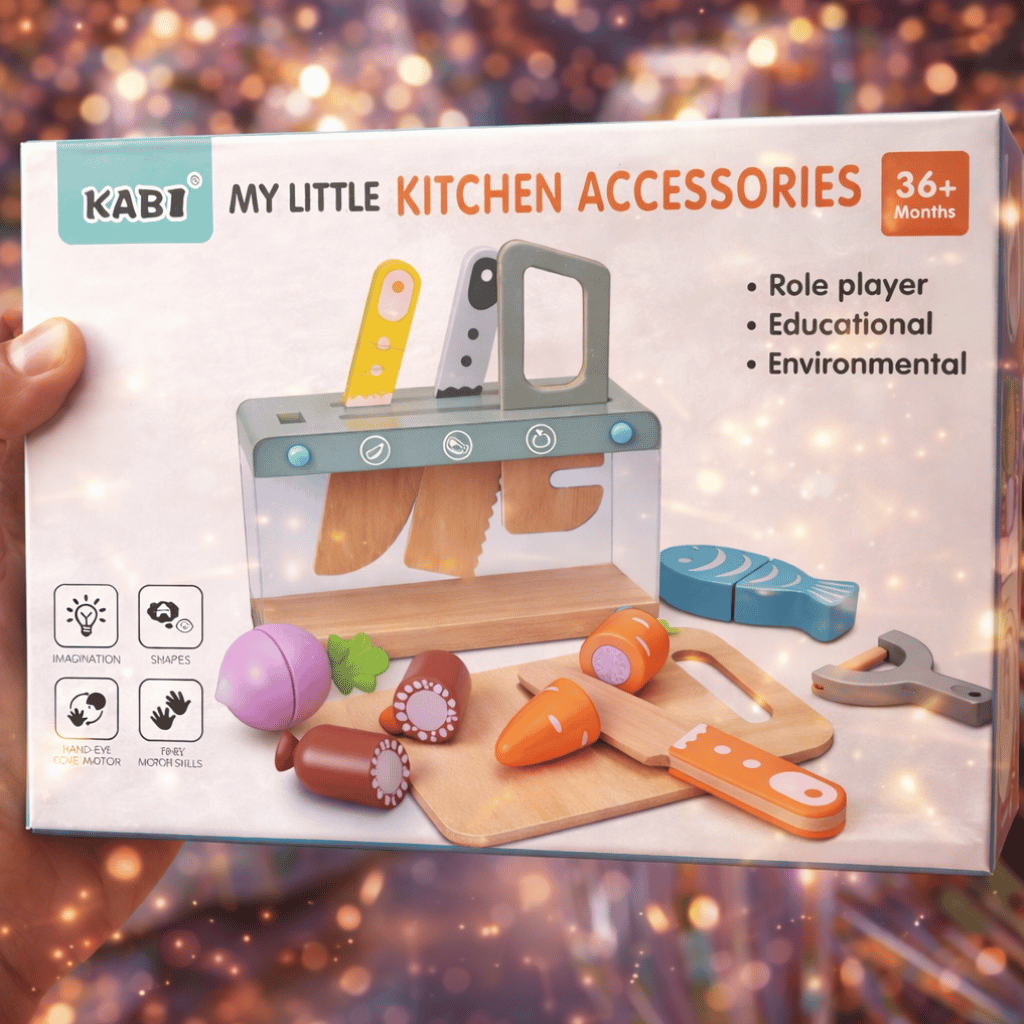 Wooden Kids Play Kitchen Set with Toy Montessori Pretend Cooking Playset