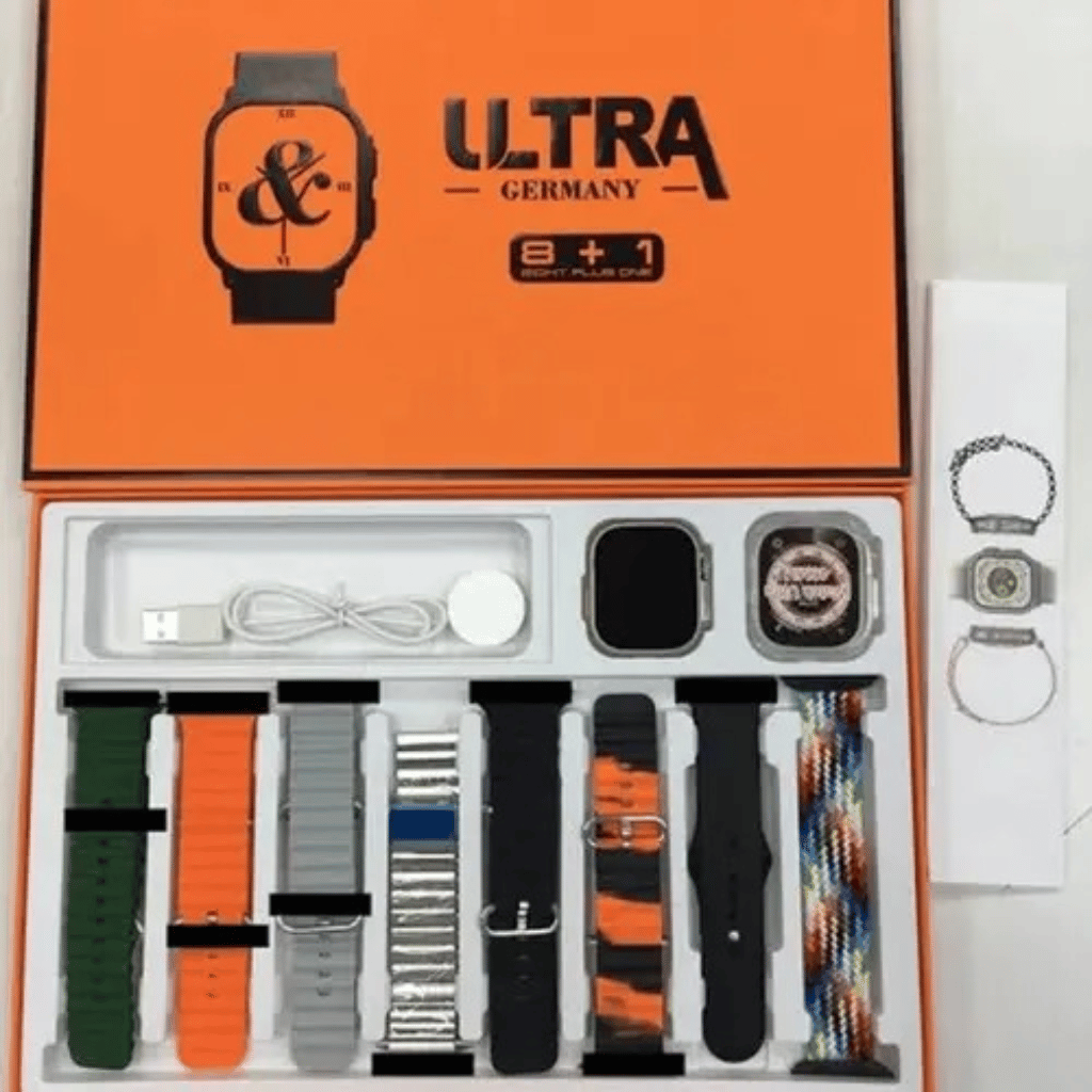 Y80 Ultra 8 in 1 Smart watch ,8 Straps 49MM Big Display (Random Colour)