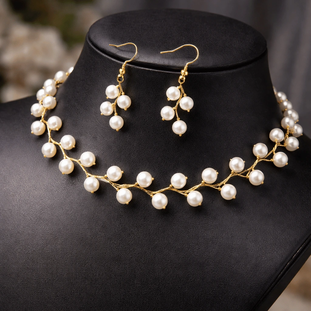 Zig Zag White Choker With Earrings
