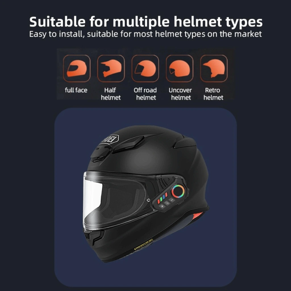 K06A Helmet Wireless Earphone Bluetooth Helmet Intercom Headset with RGB Control