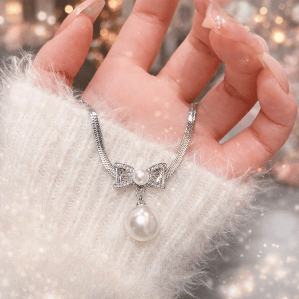Knot Pearl Necklace Party Jewelry Gifts for Women
