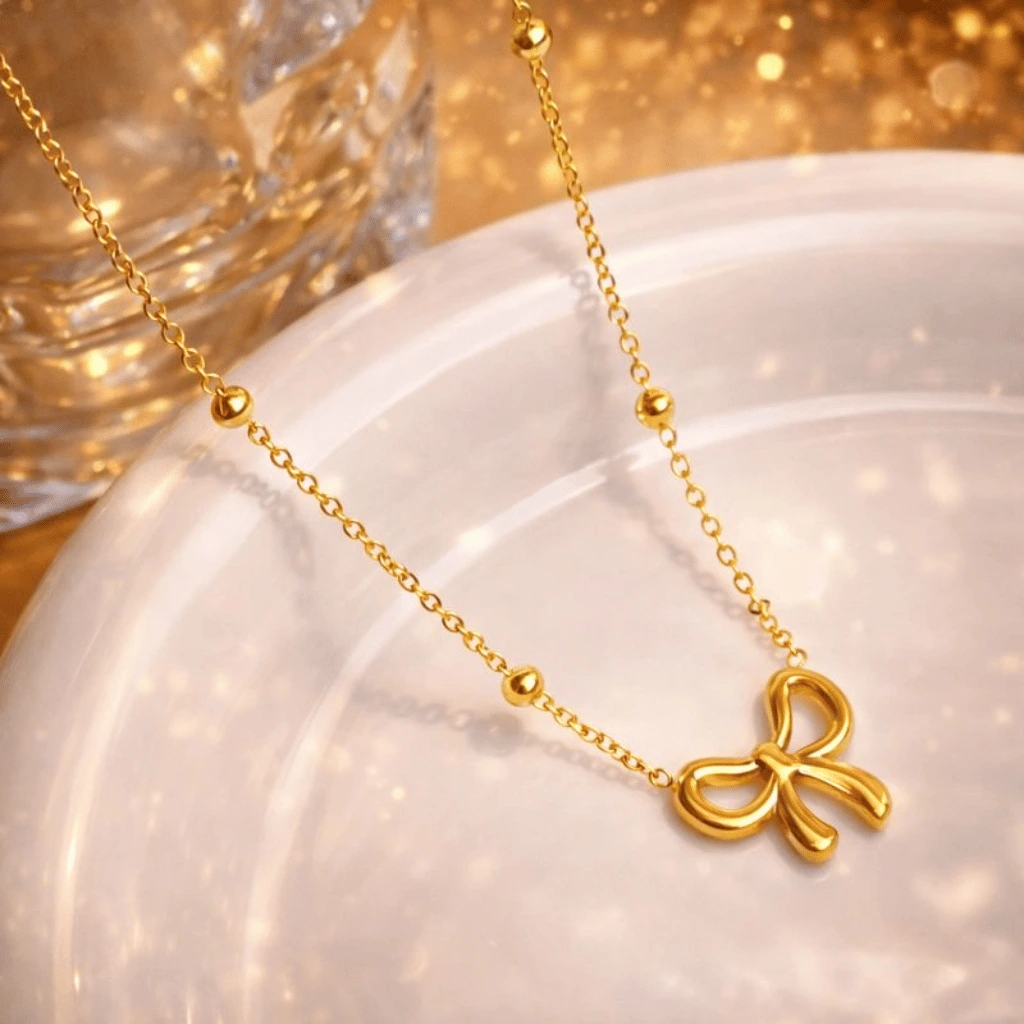 Knot Shape Ball Stainless Steel Necklace Elegant Jewellery