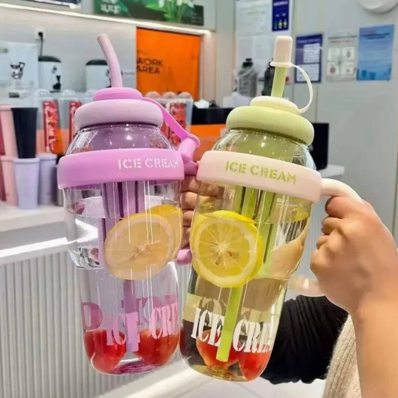 Ice Cream Water Bottle With Straw & Tea Infuser | 1400Ml | | Large Capacity Gym & Summer Drink Bottle