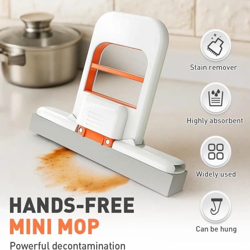 Portable Mini Self-Squeeze Sponge Mop – Hand-Free Wet & Dry Cleaning Mop For Kitchen, Bathroom & Car