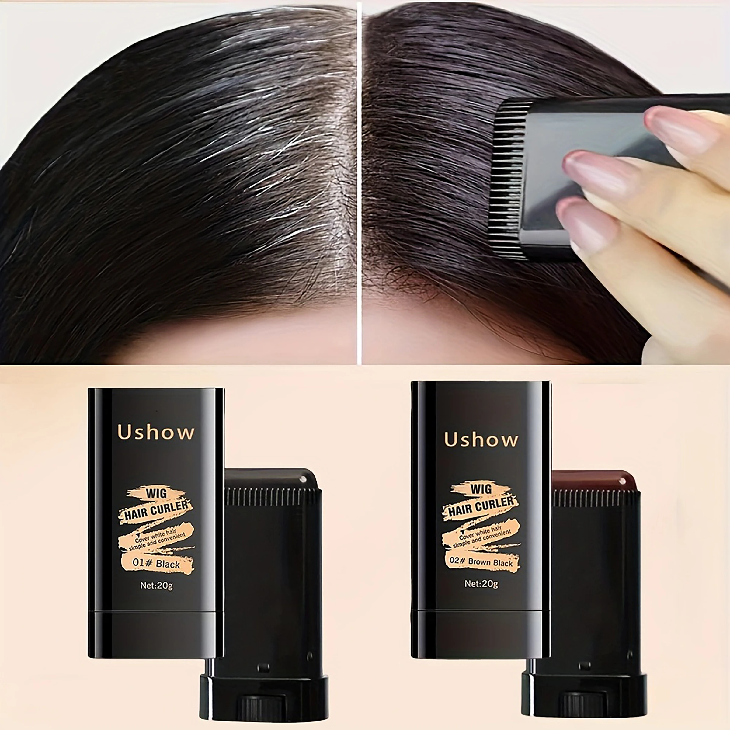 20G Hair Color Touch-Up Stick With Comb – Temporary Grey & White Hair Root Concealer | Black & Brown