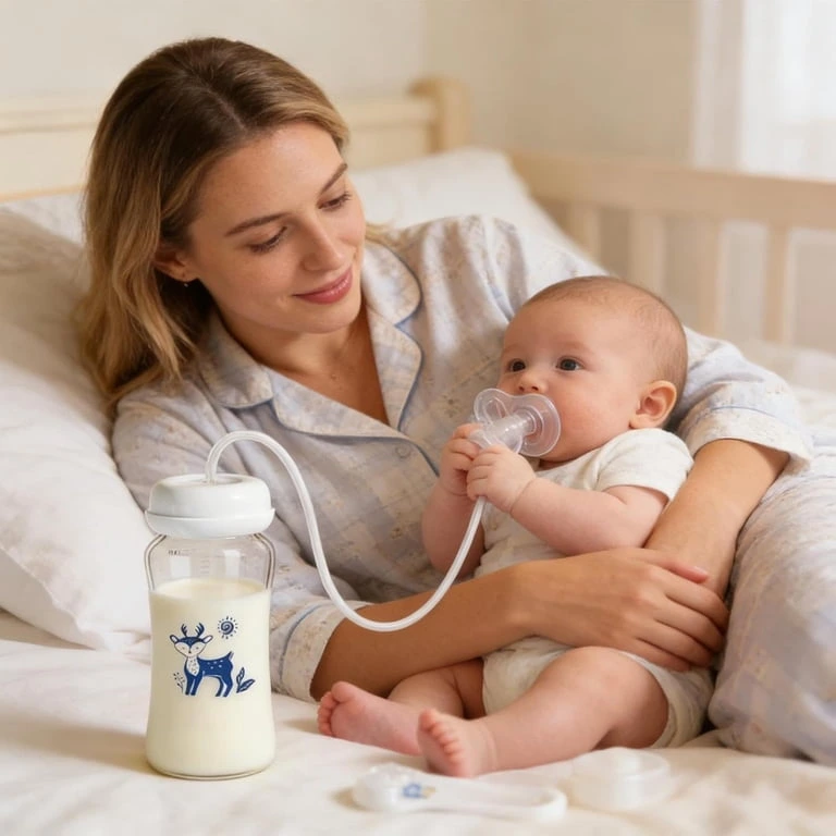 240Ml Hands-Free Baby Feeding Bottle | Self Feeding Anti-Colic Baby Feeder With Silicone Nipple