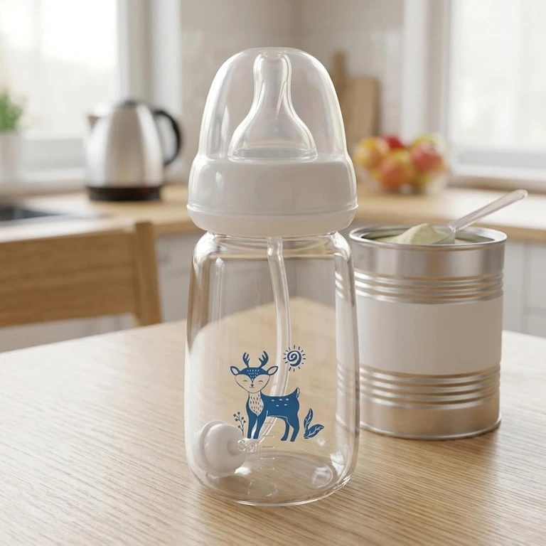 240Ml Hands-Free Baby Feeding Bottle | Self Feeding Anti-Colic Baby Feeder With Silicone Nipple
