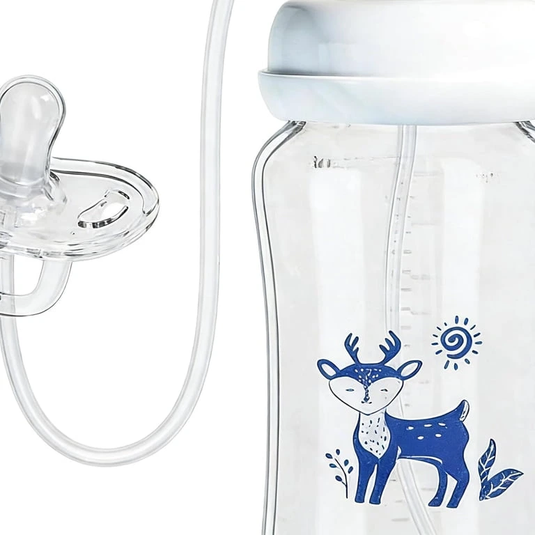 240Ml Hands-Free Baby Feeding Bottle | Self Feeding Anti-Colic Baby Feeder With Silicone Nipple