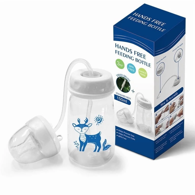 240Ml Hands-Free Baby Feeding Bottle | Self Feeding Anti-Colic Baby Feeder With Silicone Nipple