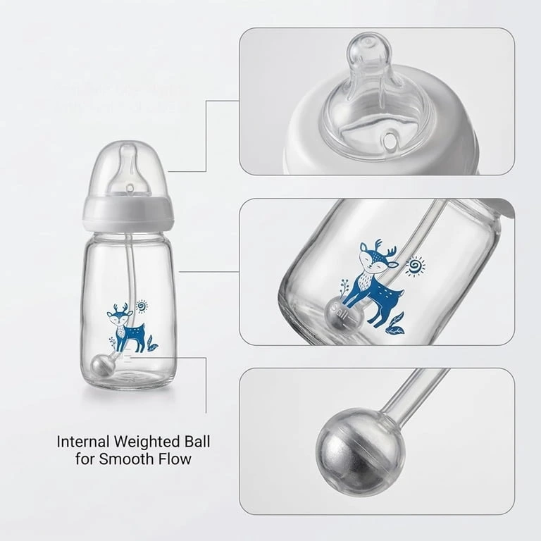 240Ml Hands-Free Baby Feeding Bottle | Self Feeding Anti-Colic Baby Feeder With Silicone Nipple