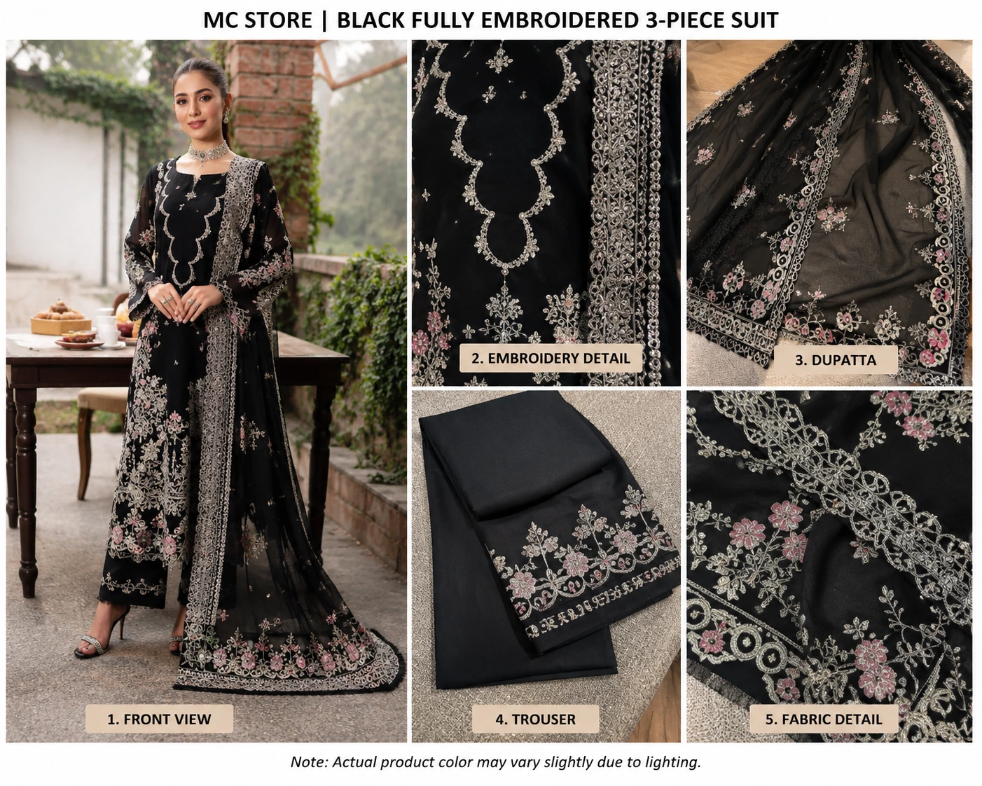 Black 3 Piece Embroidered Suit | Elegant Pakistani Women's Dress