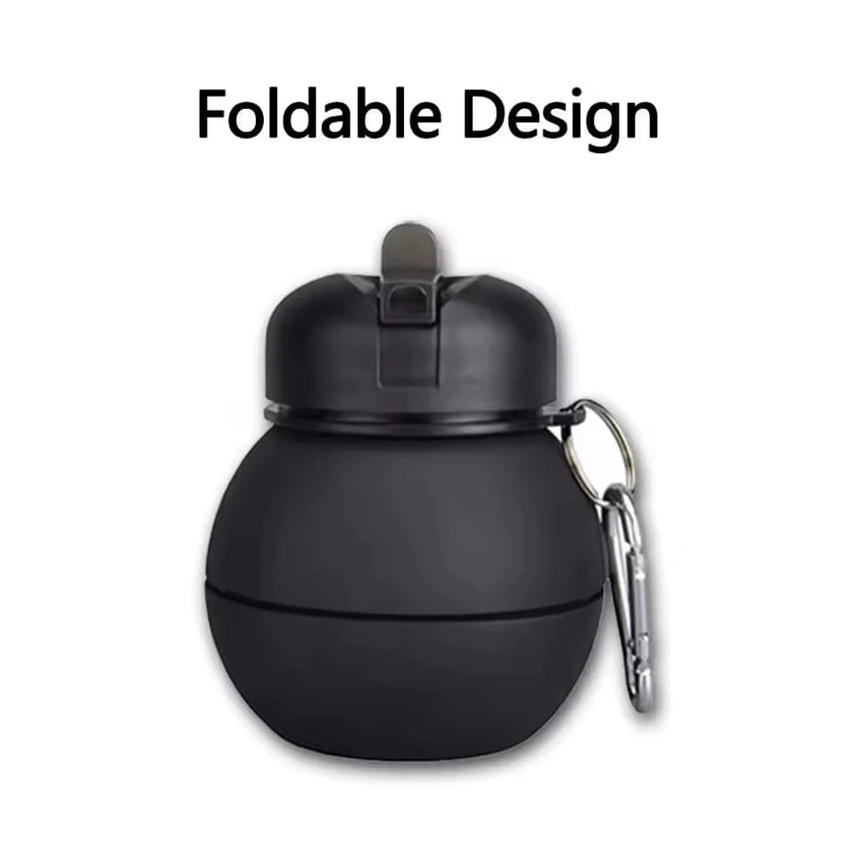 Silicone Foldable Sports Billiards Ball Water Bottle – Portable Collapsible Bottle