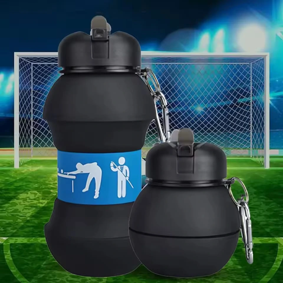 Silicone Foldable Sports Billiards Ball Water Bottle – Portable Collapsible Bottle