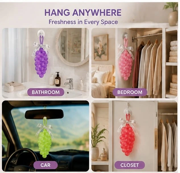 Dual-Purpose Fragrant Grape Soap & Air Freshener – Hanging Bathroom, Car & Closet Freshener