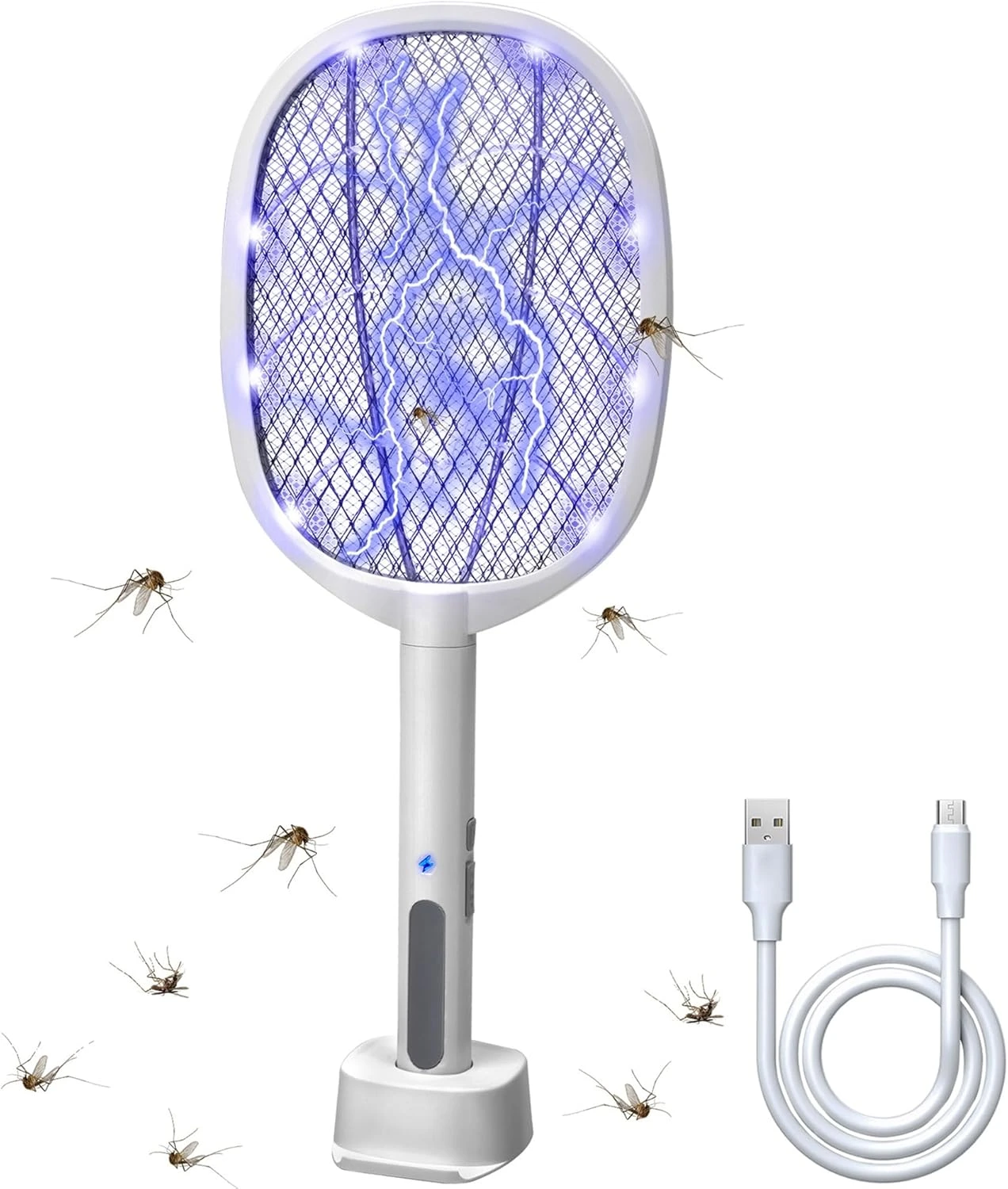 Rechargeable Electric Mosquito Swatter Racket 2500V | USB Charging | 1200mAh Lithium Battery | Mosquito Killer Bat | Portable Bug Zapper