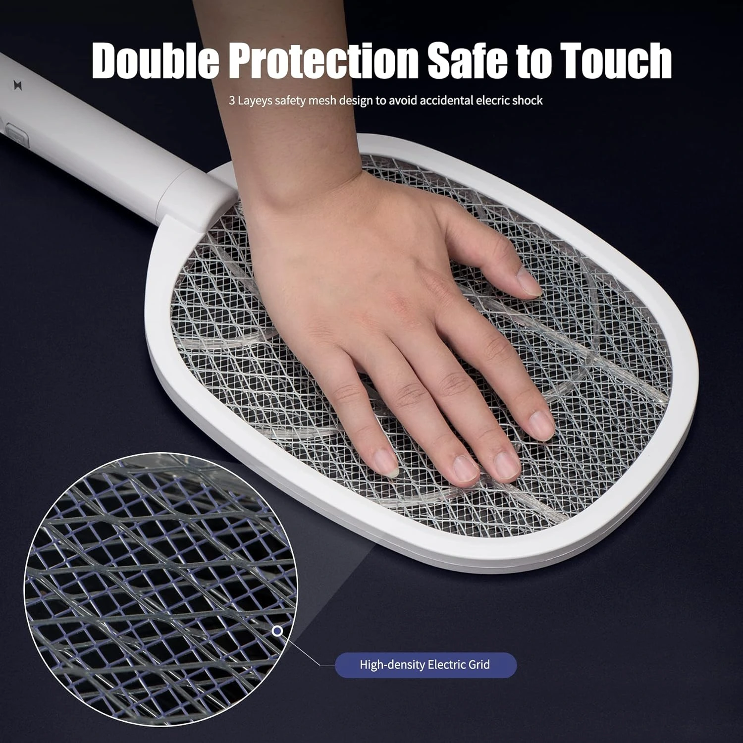 Rechargeable Electric Mosquito Swatter Racket 2500V | USB Charging | 1200mAh Lithium Battery | Mosquito Killer Bat | Portable Bug Zapper