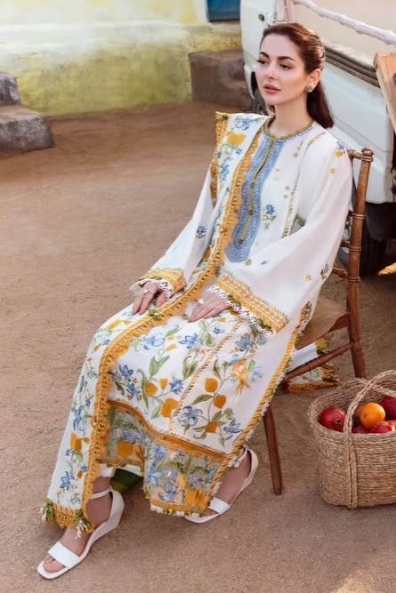 Dhanak 3 Piece Fully Embroidered Suit With Big Shawl
